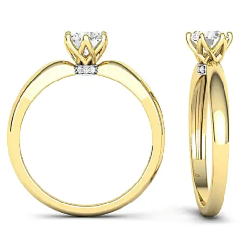 טבעת סוליטר כתר שש שיניים