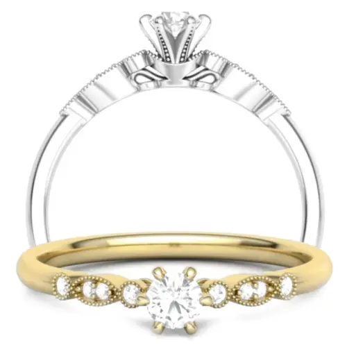 טבעת יהלום בעיצוב וינטג' עדין