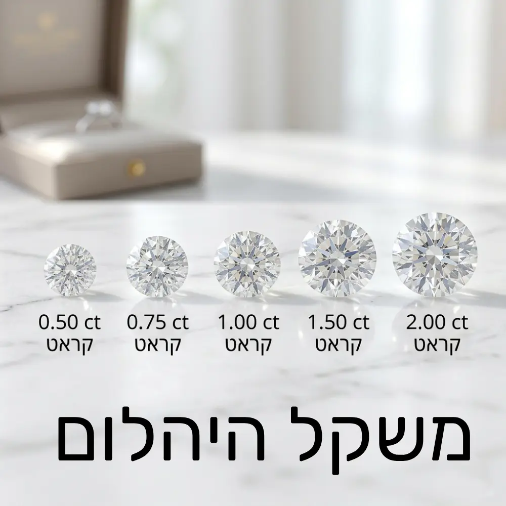 יהלומים עגולים במשקלים שונים