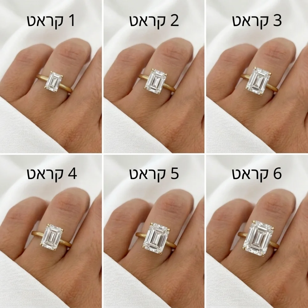 טבעת יהלום אמרלד קאט (יהלום מעבדה)